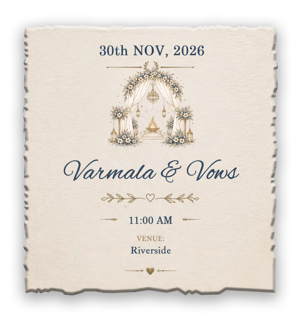Varmala & Vows - 30th Nov 2026, 11:00 AM at Riverside